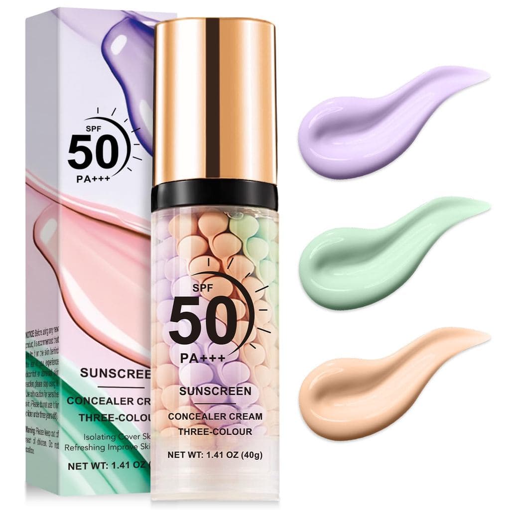 Sérum Corretor de Cor 3 em 1, Primer Facial com FPS para Uso Antes da Maquiagem, Protetor Solar e Primer de Maquiagem em