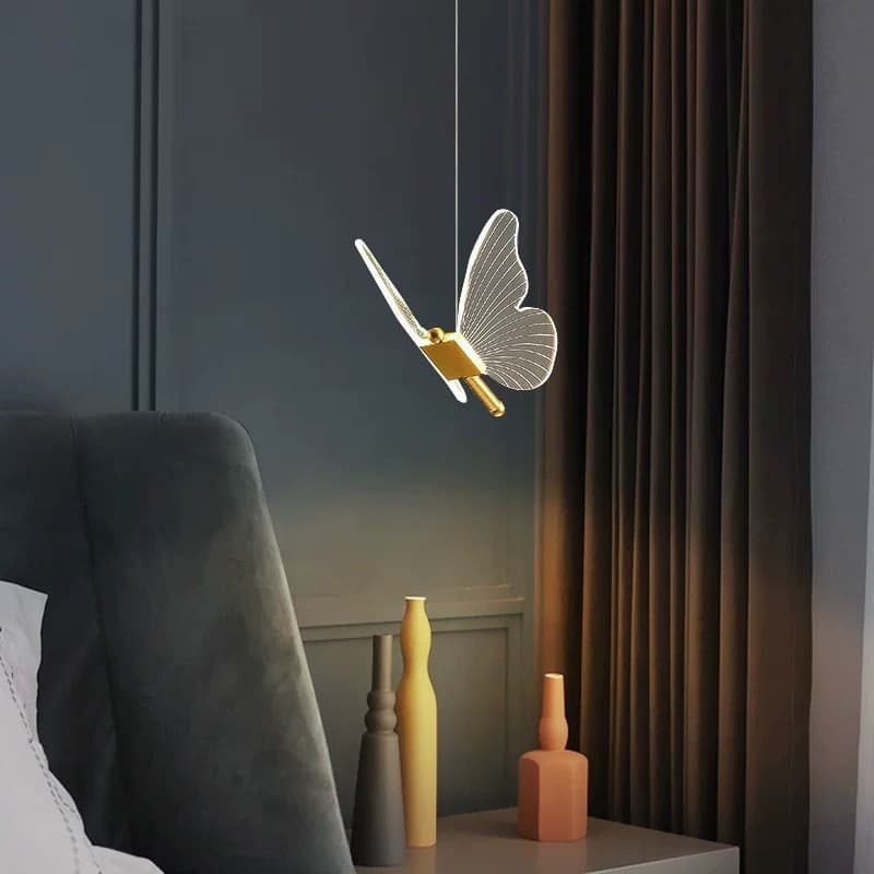 2026 novo estilo nórdico simples moderno luz luxo criativo pequeno pendurado High-End acrílico restaurante Bar borboleta
