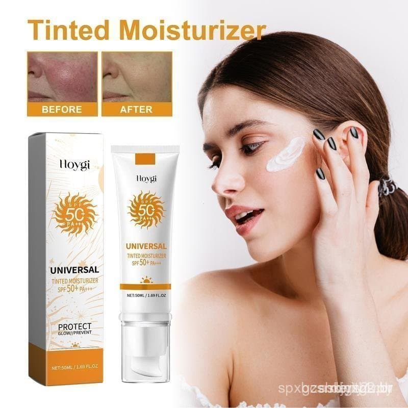 Protetor solar, previne queimaduras solares e bronzeamento, protetor solar facial hidratante com cor universal, FPS 50 P