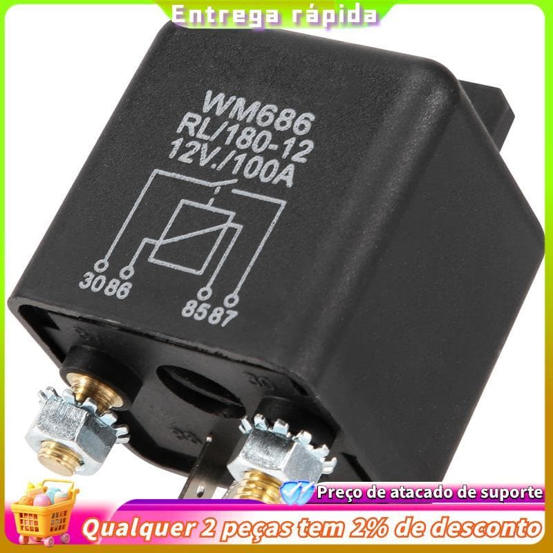 12V 100Amp Interruptor Liga/Desliga Resistente De 4 Pinos Relé De Carga Dividida Para Van De Barco Automotivo Preto