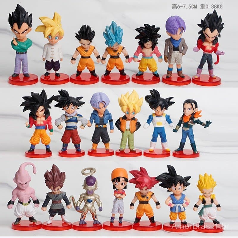20 Pçs/Set Dragon Ball Z Son Goku Vegeta Trunks Ouro Majin Buu Frieza Broli Super Saiyan Bule Ação PVC Figuras Modelo Br