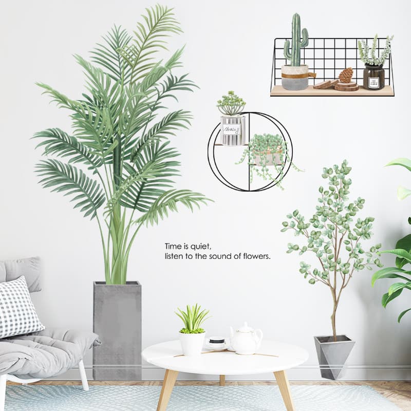 Adesivos de parede Tropical planta verde sala de estar quarto decoração de parede fundo adesivos auto-adesivo quente peq
