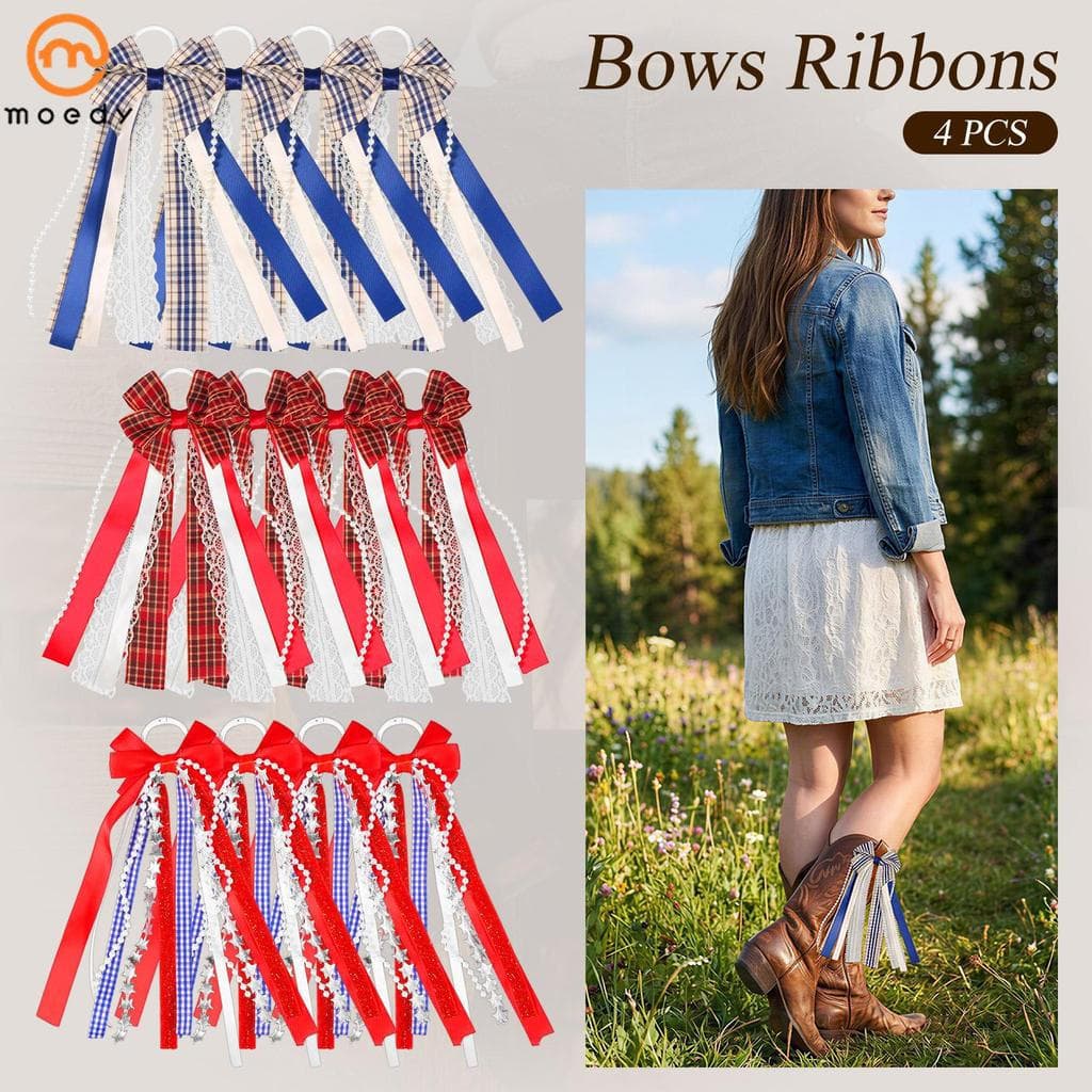 2 Pares Estilo Ocidental Bota Arco Encantos Rendas Decorações Ornamento Cowgirl Acessórios SHOPSKC6736