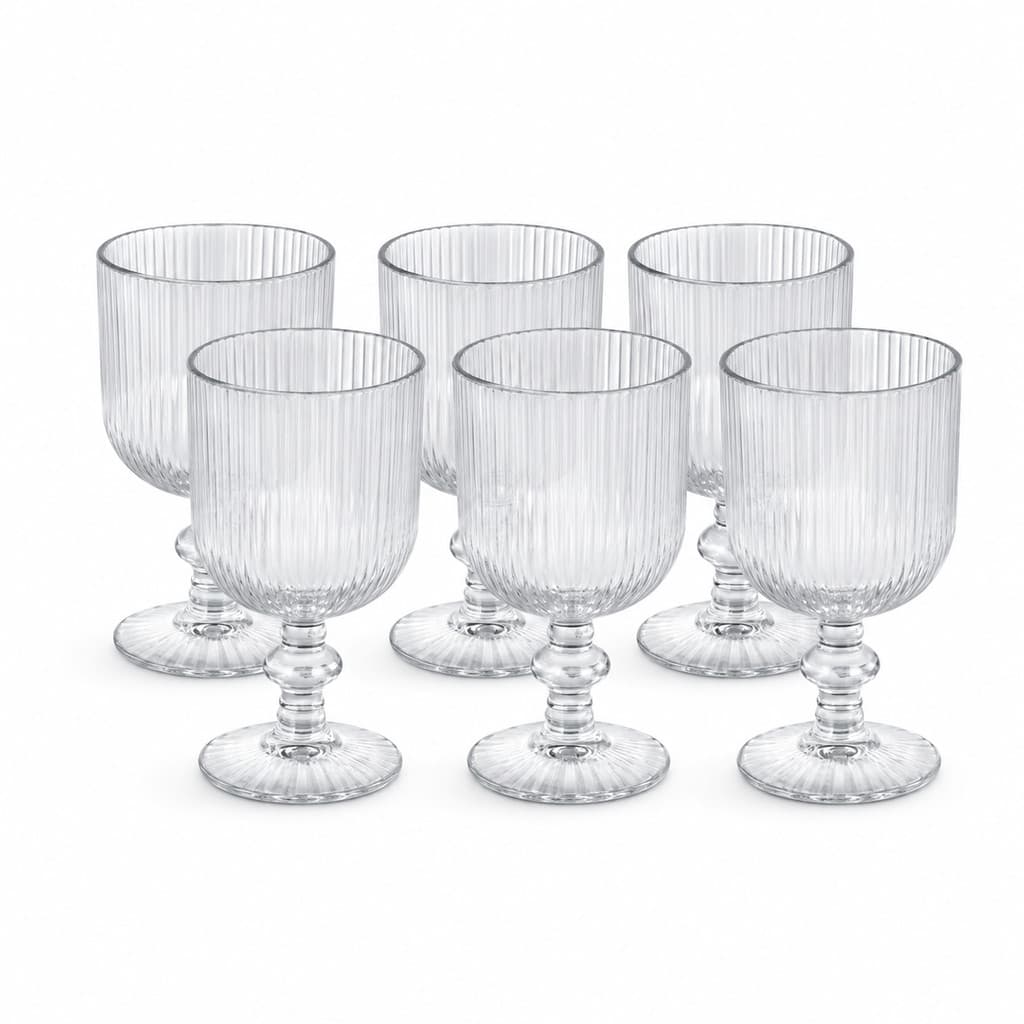 Jogo 6 Taças de Vidro 380ml Transparente Mesa Posta Servir Agua Suco Refrigerante Drinks Copo Luxo Resistente