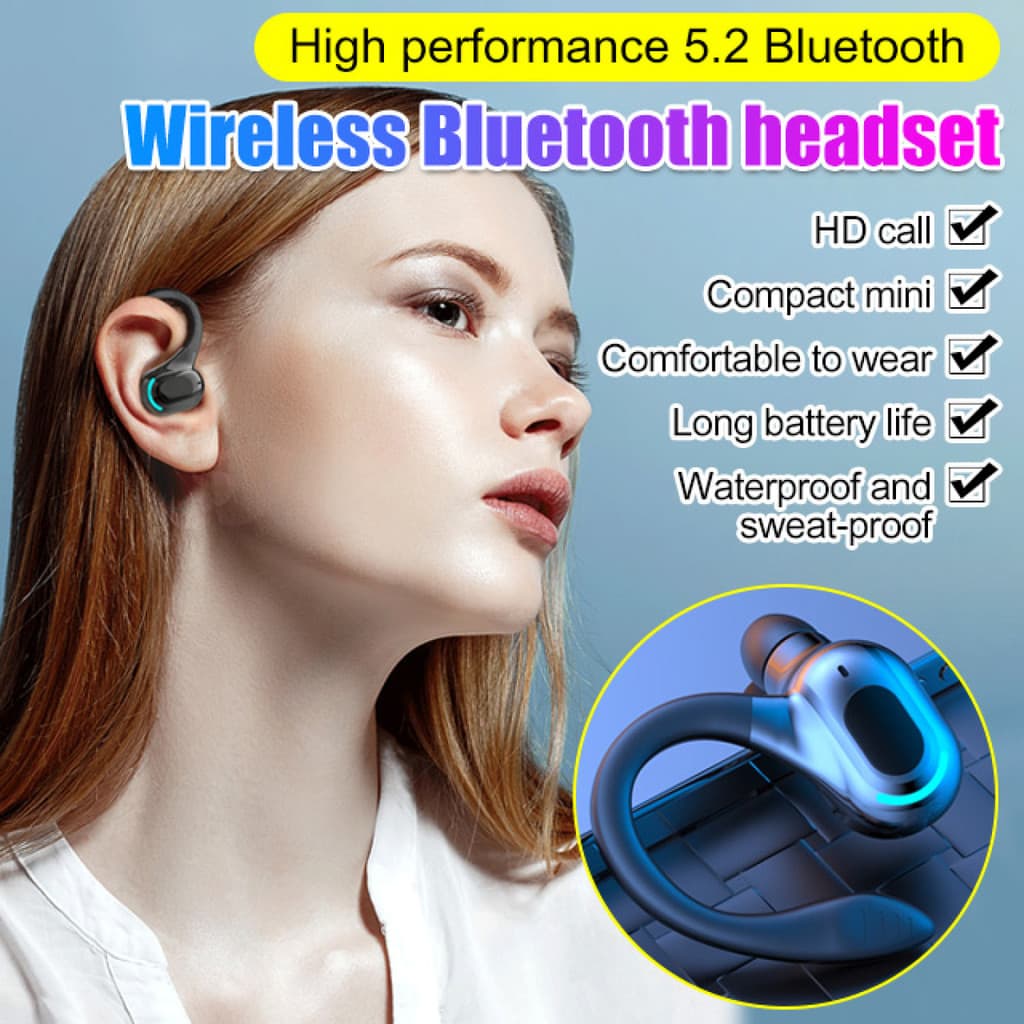 [Som de Alta Qualidade] Fone de Ouvido Bluetooth, Sem Fio, Resistente à Água, Esportivo, para Música e Corrida