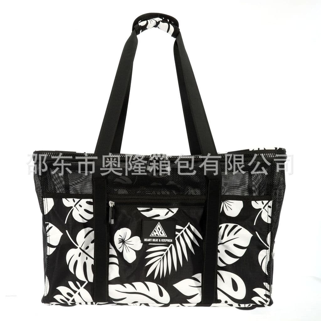 Bolsa de praia portátil com múltiplos bolsos, dobrável, de grande capacidade, bolsa de mão portátil, bolsa de armazename