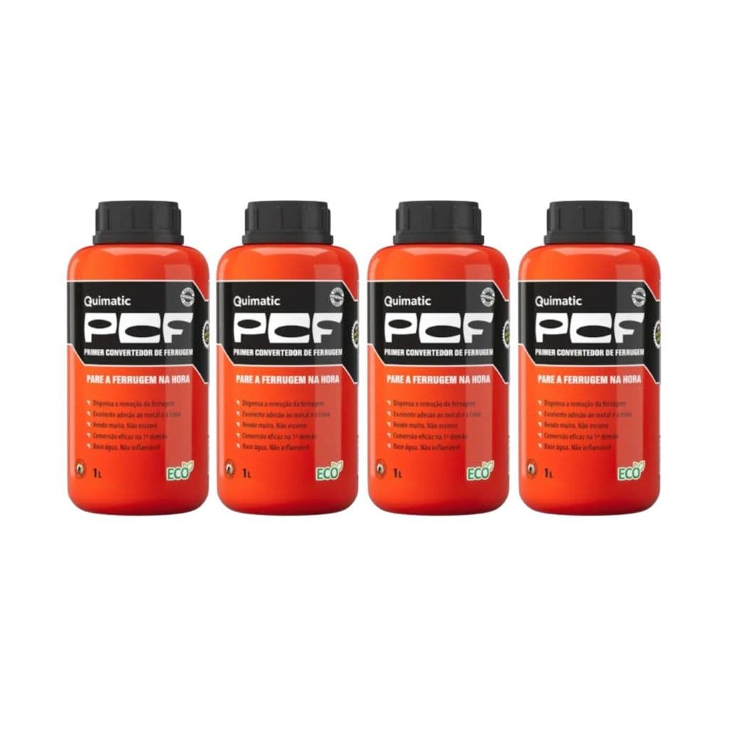 4 Pcf Primer Conversor De Ferrugem QuImatic Tapmatic 1 Litro Dd3 Anticorrosivo Para Metal Ferro