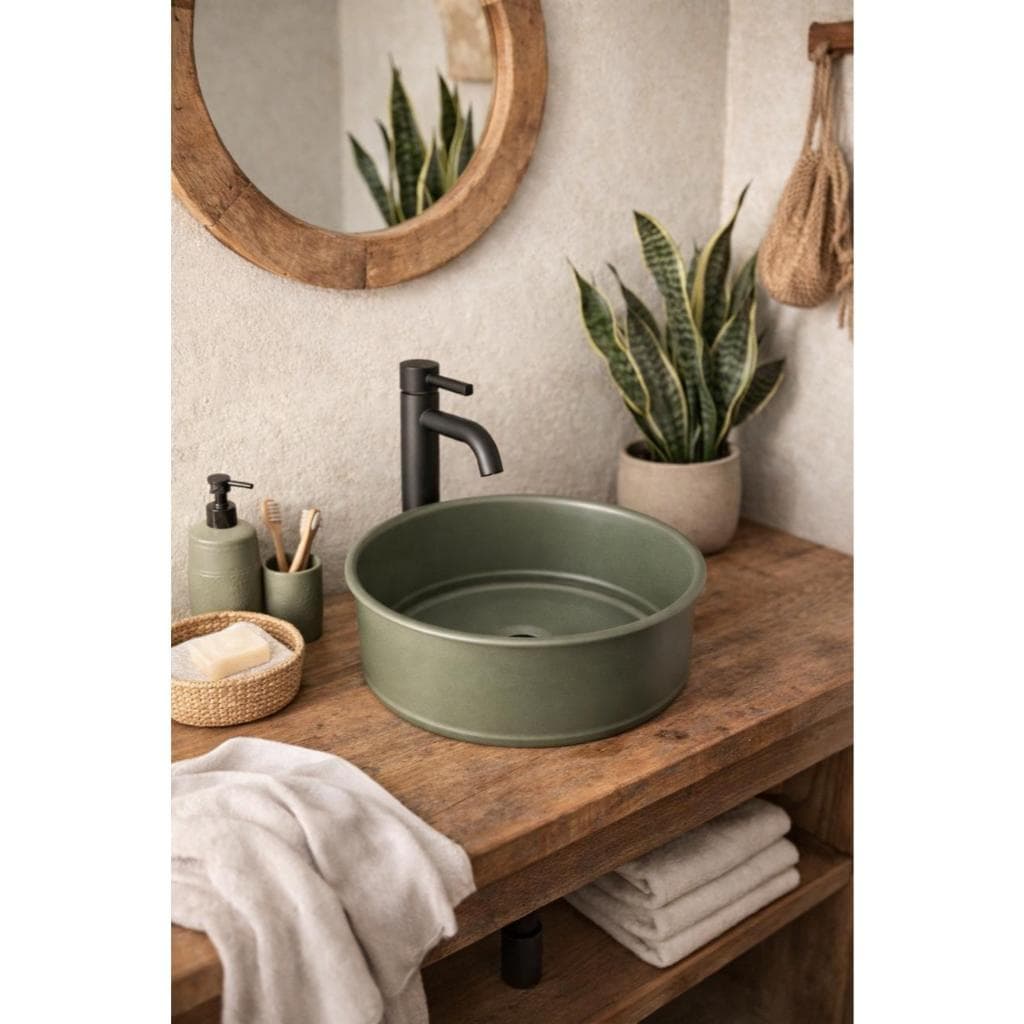 Cuba pia de Banheiro lavabo verde fosco 32x10 design elegante redonda