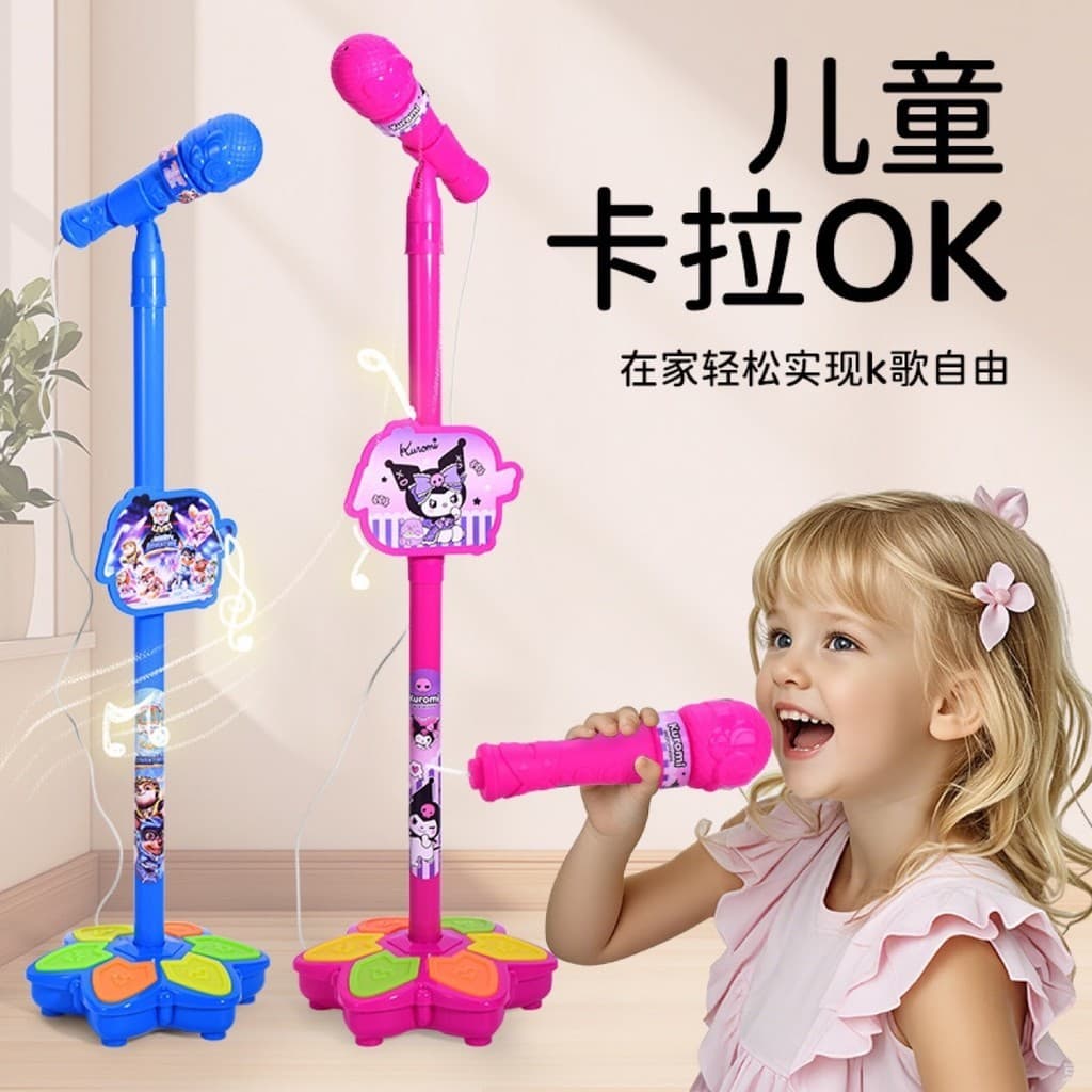 Novo estilo microfone infantil brinquedos impressionantes 6 luzes meninos meninas microfone música tocando alto-falantes