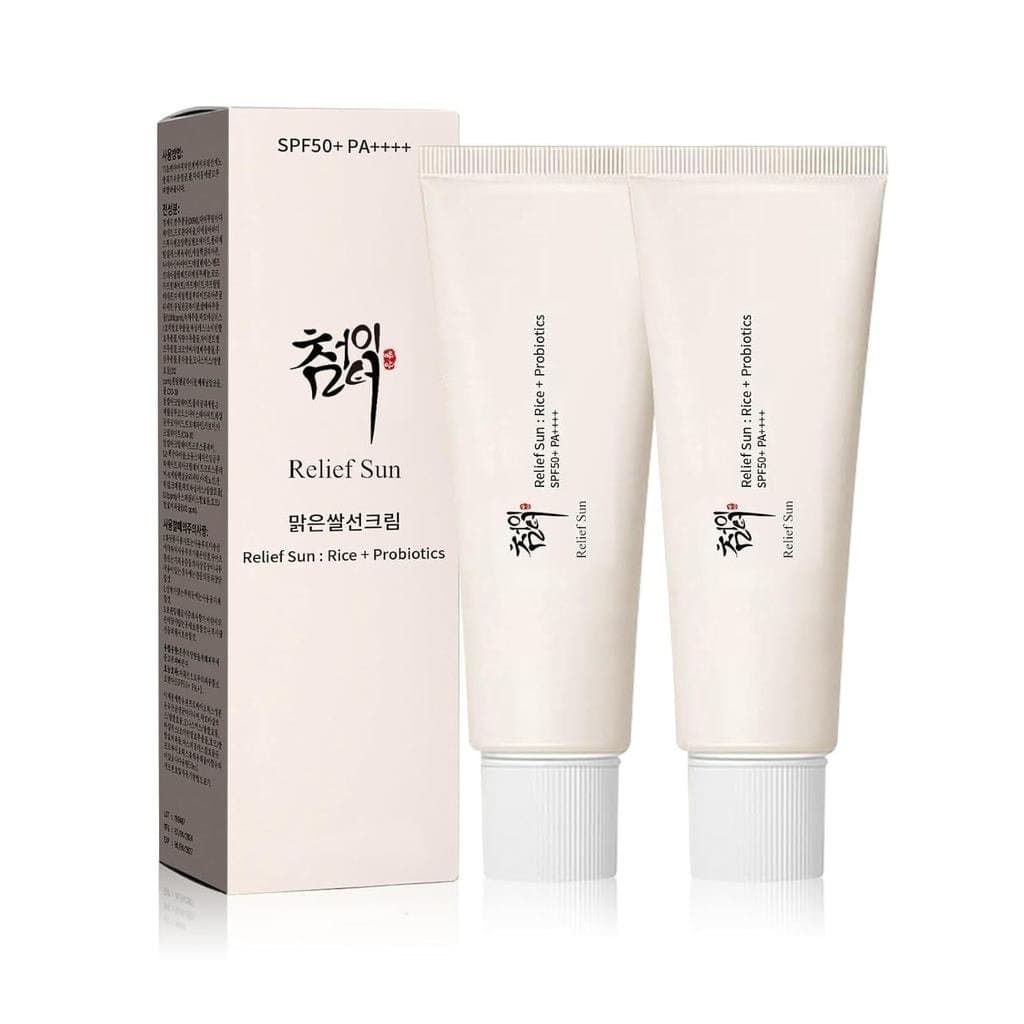 Protetor solar orgânico coreano SPF50+, PA++++, contém arroz e probióticos. |     Solução coreana adequada para vários t