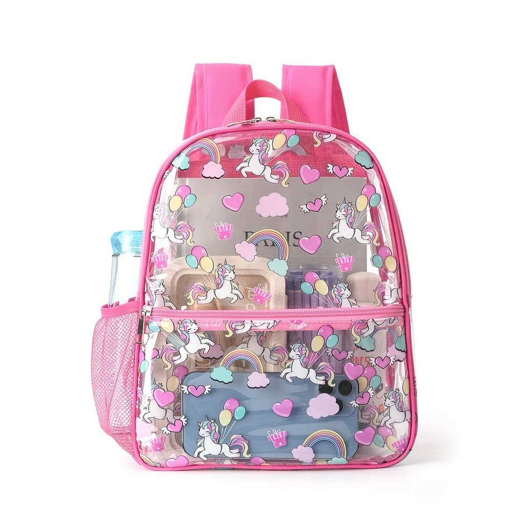 Mochila transparente impressa em pvc impermeável