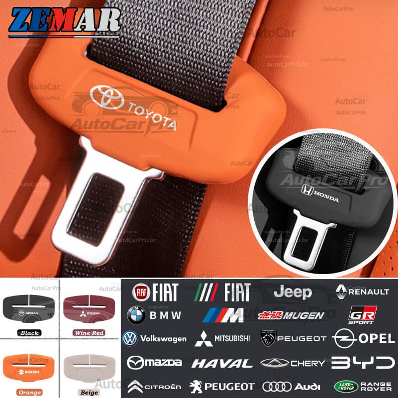 [ZEMAR] Protetor de Fivela para Cinto de Segurança de Carro em Silicone Antiderrapante e Antirrisco, Acessórios para Int