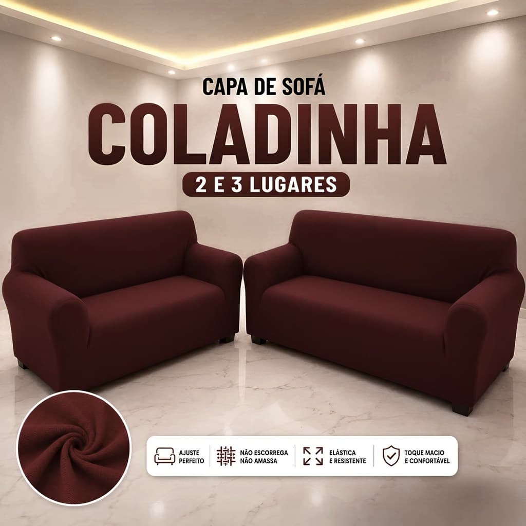 Capa de Sofá Ligadinha Ajustável 2 e 3 Lugares