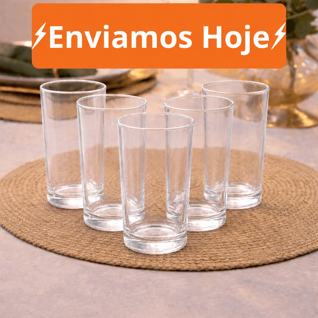 Jogo Copos Long Drink Vidro 250ml Ruvolo Kit Ate12 Pcs Multiuso