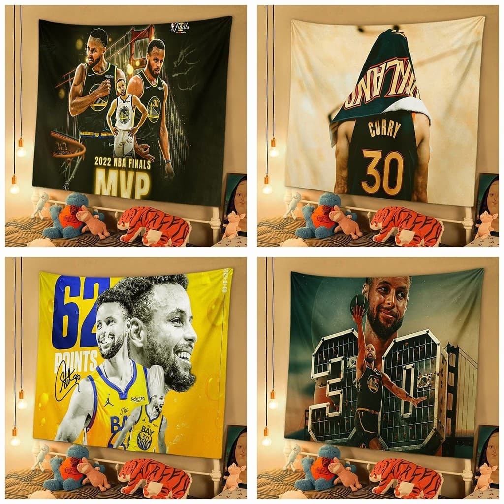 NBA Basketball Star Steven Curry Pano de fundo Warriors Tapeçaria Dormitório estudantil Decoração Pano de parede Tapeçar