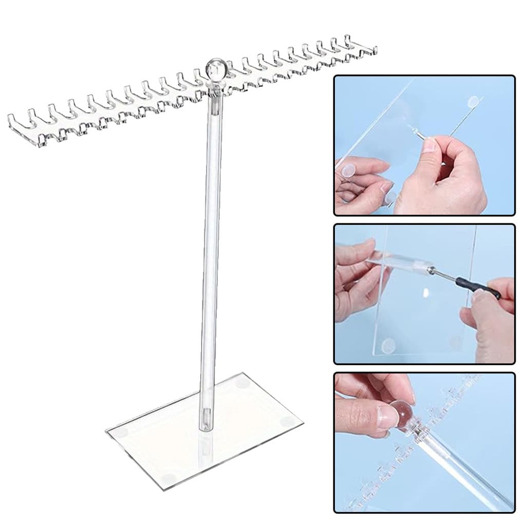 [Temponetics] Cabide De Exibição Suporte De Acrílico Gancho Bilateral Organizador De Pulseira Transparente Com Base Ping
