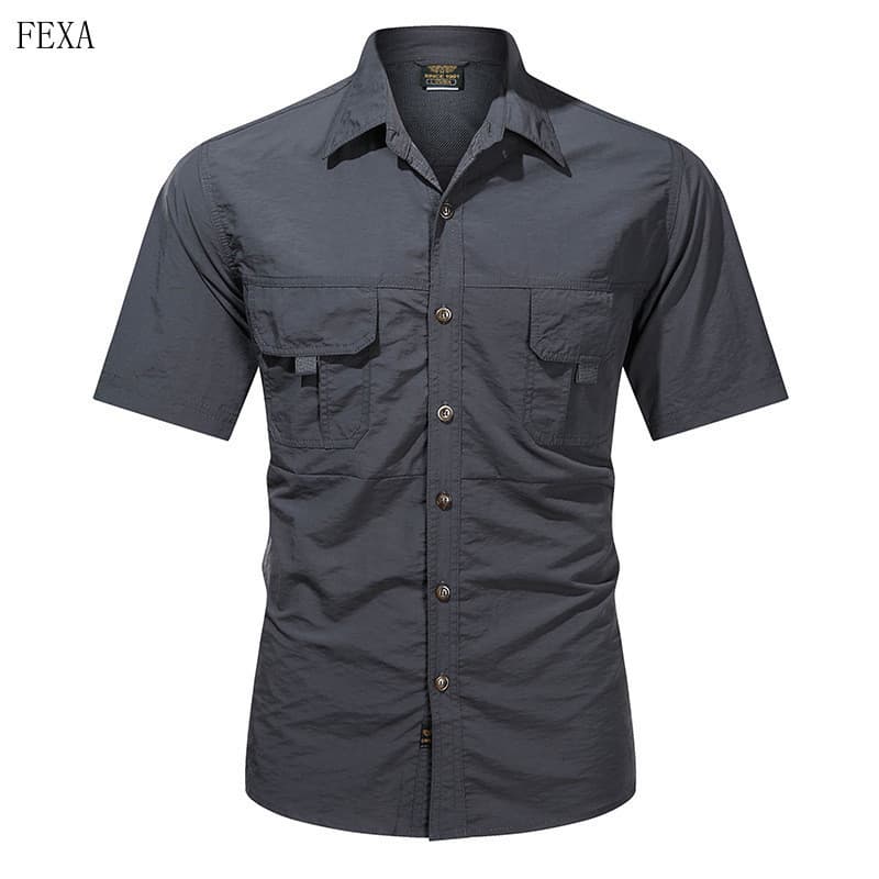 Camisa Tática Masculina de Manga Curta Impermeável com Múltiplos Bolsos, Secagem Rápida, para o Verão, CEO Military CX K