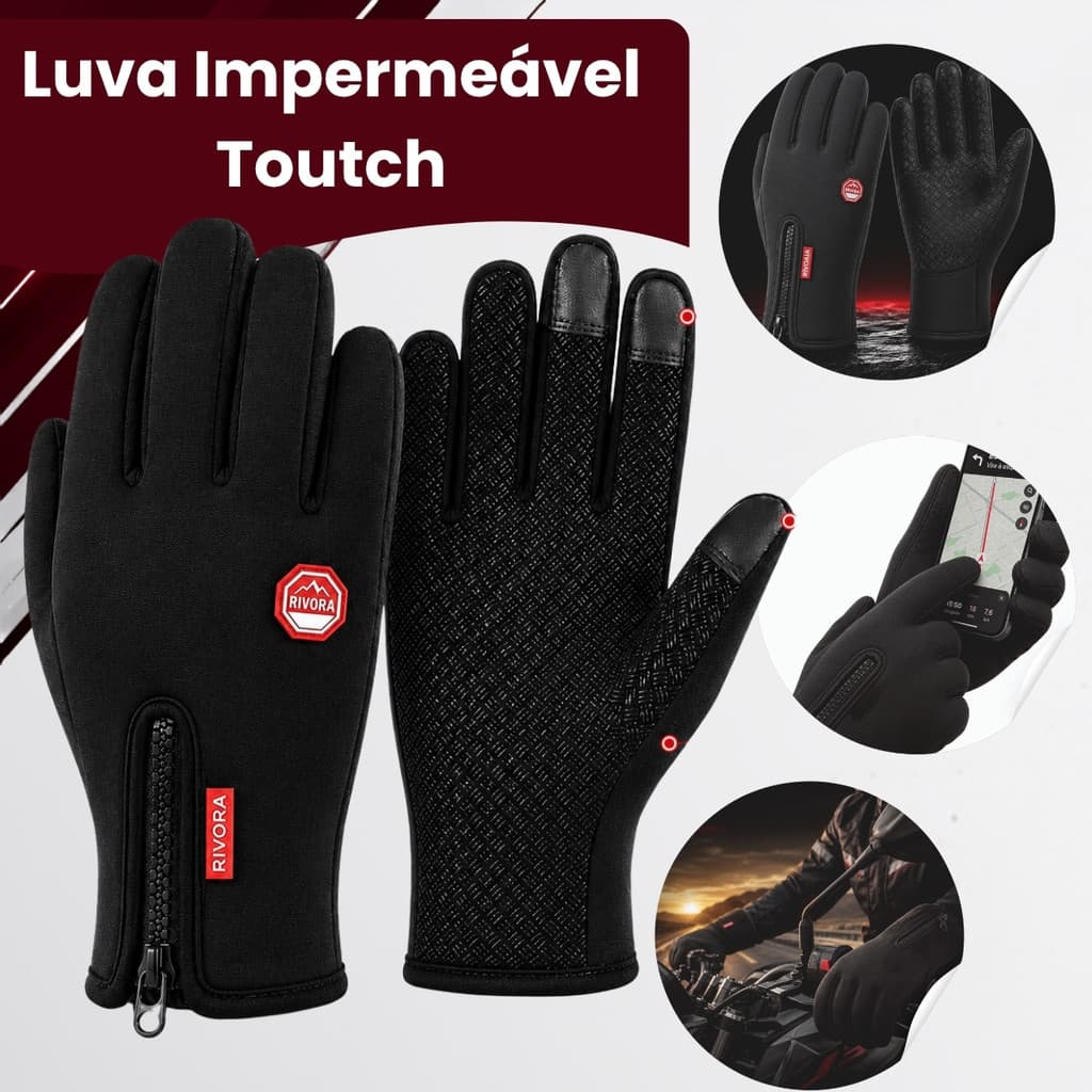 Luva Moto Motoqueiro Térmica Semi Impermeável Touch Frio Celular Esportes Trilha Antiderrapante Unissex