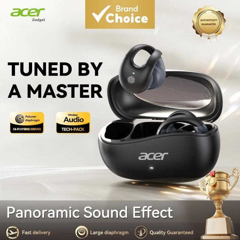 Acer OHR555 Fones De Ouvido Com Clipe Aberto Sem Fio Bluetooth 5.4 Confortável Leve Chamada Clara Não Intra-Auriculares
