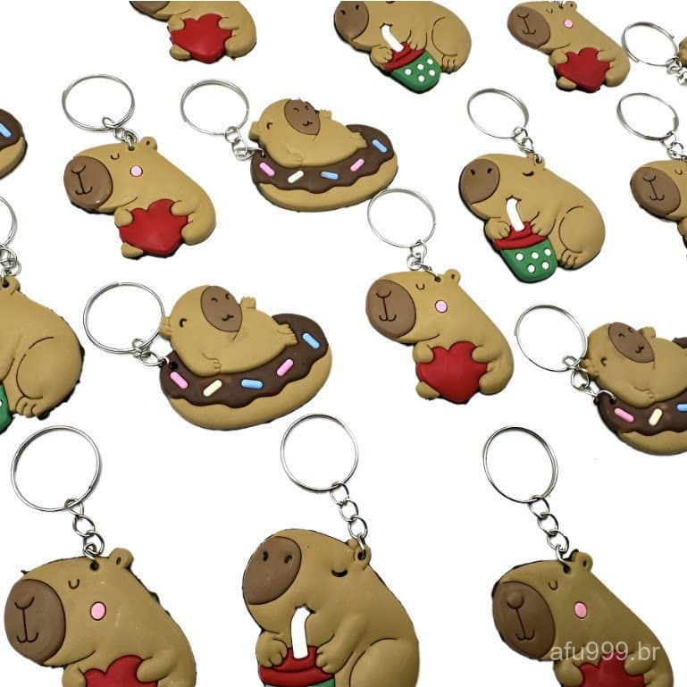 Lembrancinha Capivara 10un Chaveiro Emborrachado Festa
