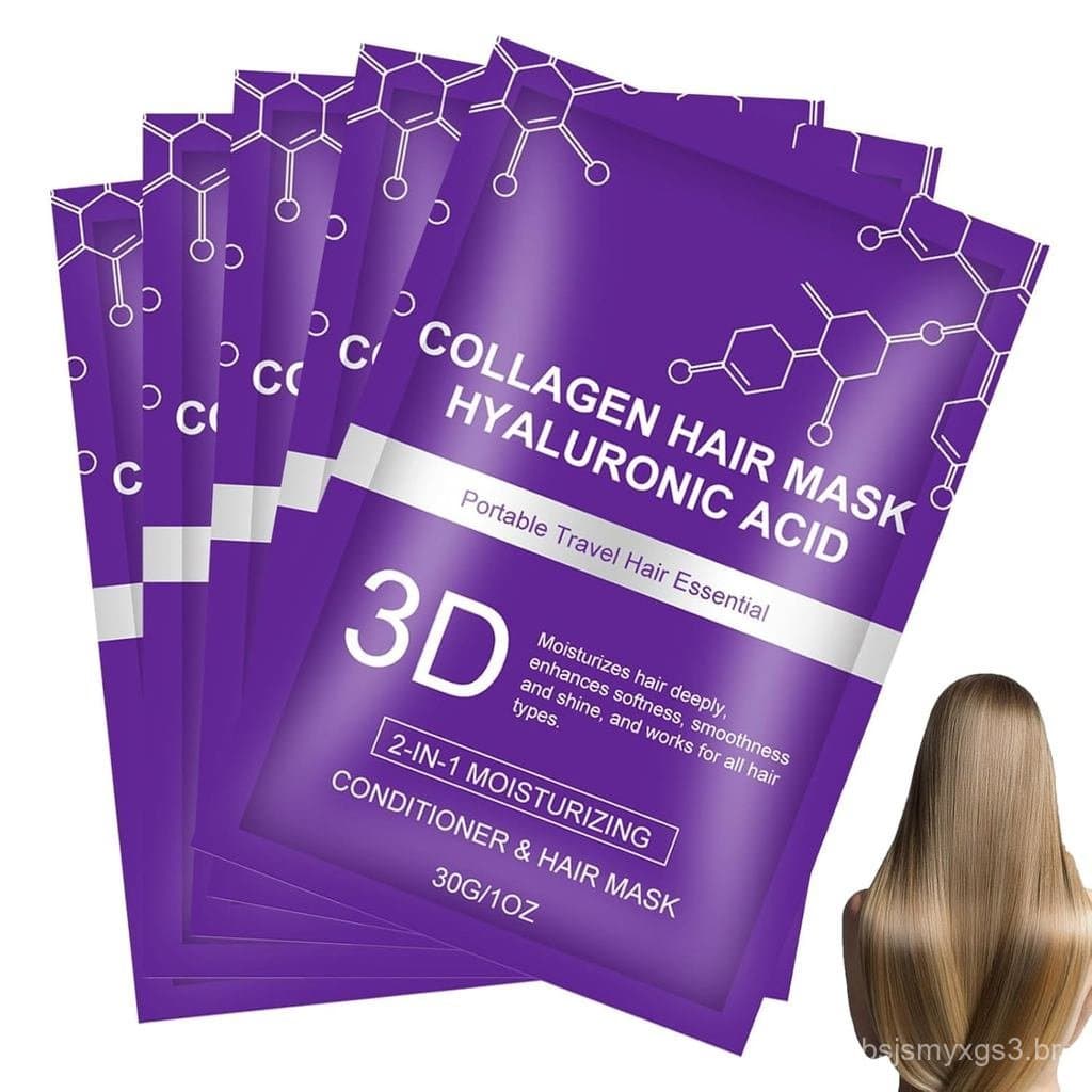 Máscara Capilar 3D de Ácido Hialurônico e Colágeno, máscara capilar hidratante, deixa o cabelo brilhante e luminoso, rep