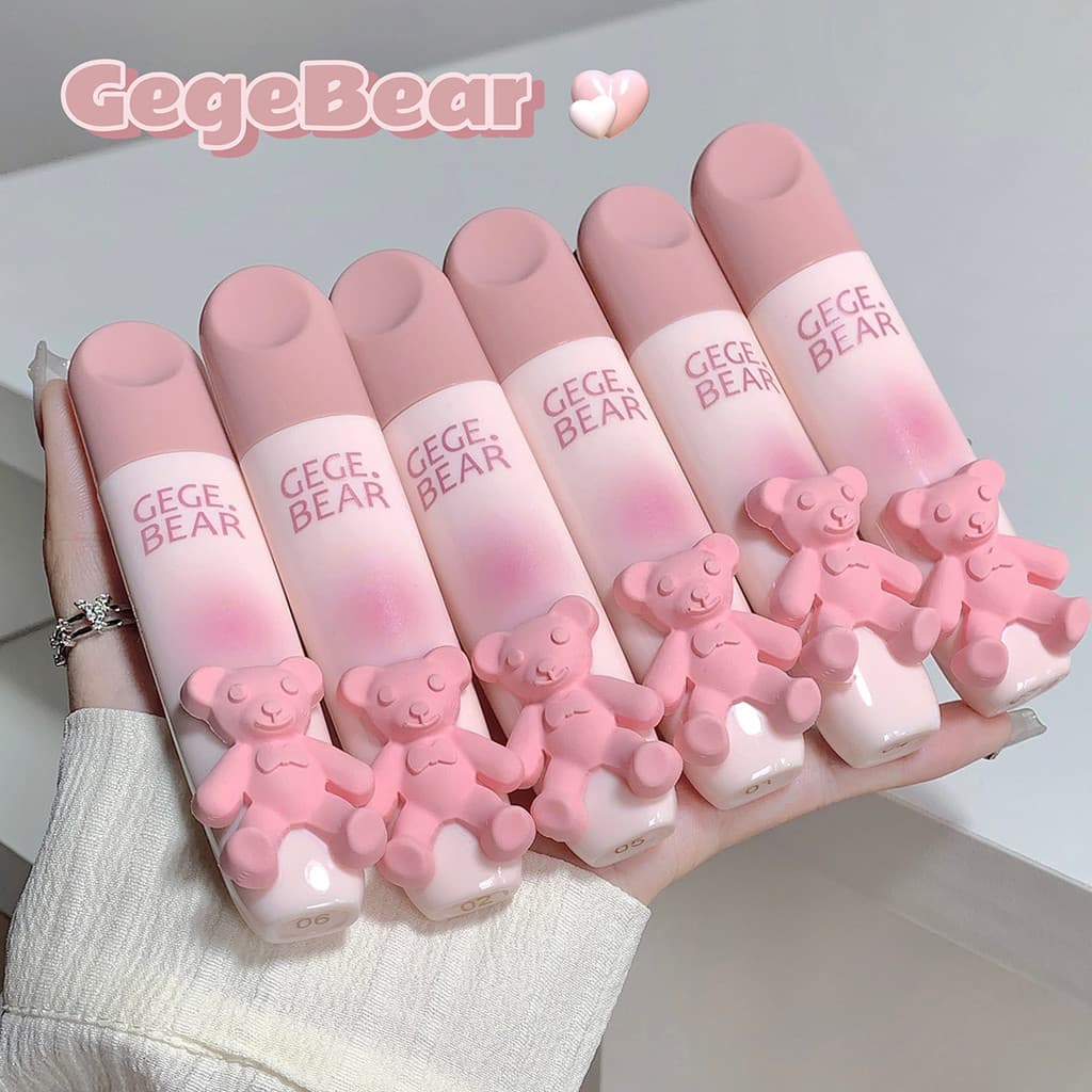 Gegebear gegebear urso macio brilho labial névoa macia creme névoa fosco brilho labial festa de estudante