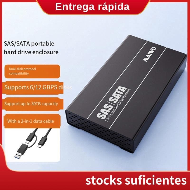 Gabinete De Disco Rígido Externo SAS/Sata 2.5/3.5 Polegadas HDD Case Para Type-C Dock Suporte Max 30T/SSD Disk