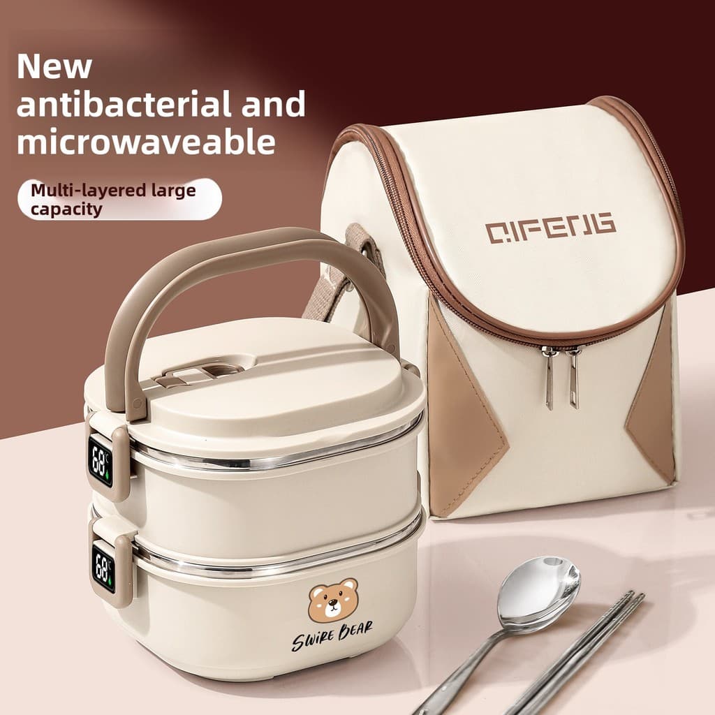 YoCiao Marmita Térmica em Aço Inox 304 2/3/4 Andares 1400-2800ml Empilhável
