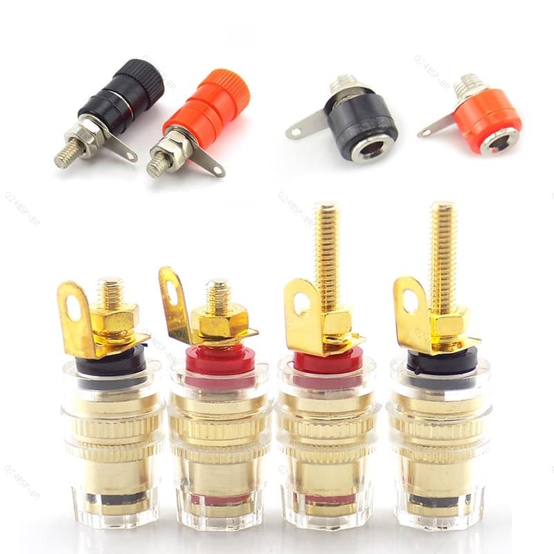 4mm Banana Plug Tomada Jack Conector Rosca Amplificador Médio Alto-Falante Pá Terminal Ligação Post Áudio BR24B