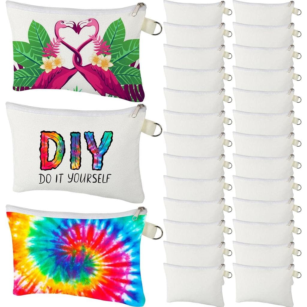 Weewooday Bolsas Cosméticas em Branco para Sublimação, Multiuso, DIY, Bolsas de Maquiagem para Transferência Térmica, Né
