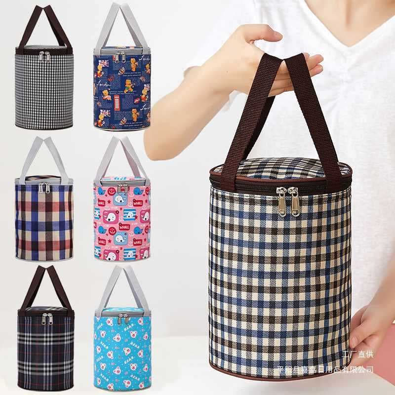 Bolsa térmica para almoço, bolsa para transporte de refeições, recipiente térmico para almoço, bolsa redonda para marmit