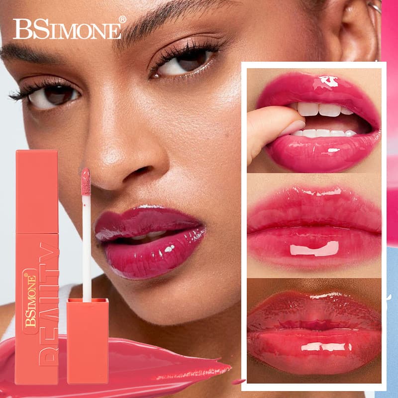 BSIMONE Water Gloss Mirror Lip Glaze, Popular na Europa e América, Hidratante, Fácil de Aplicar, Batom Líquido de Alto B