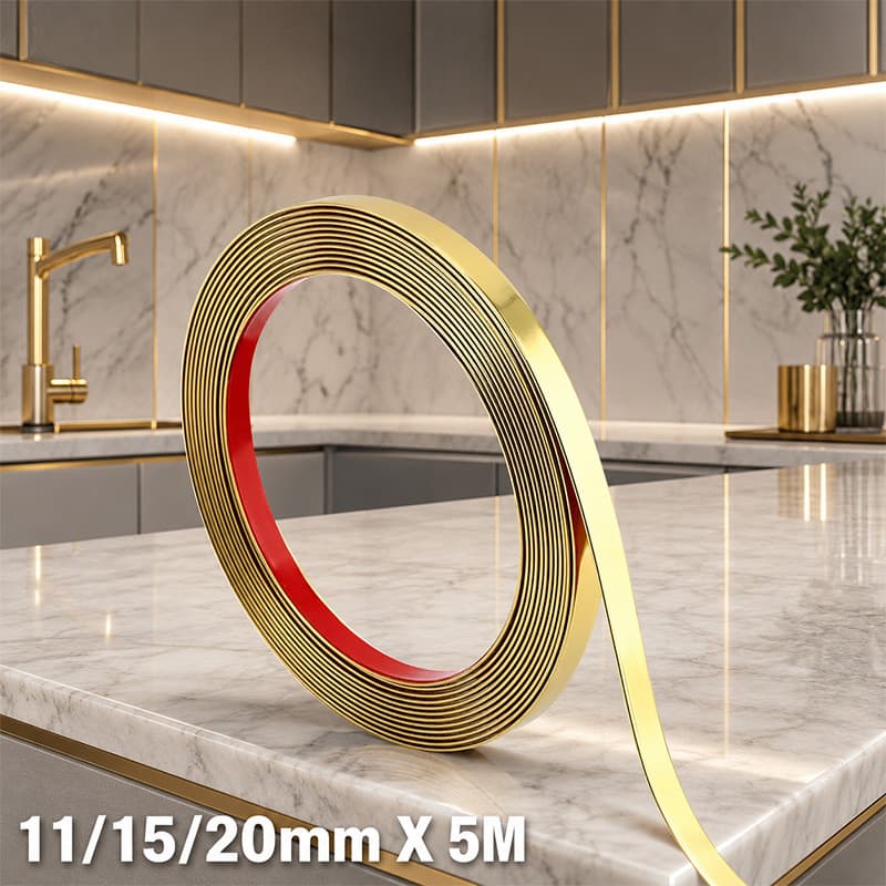 PVC Fita Metalizada Dupla Face 5M Larguras 11mm/15mm/20mm Decoração Para Parede Piso Móveis