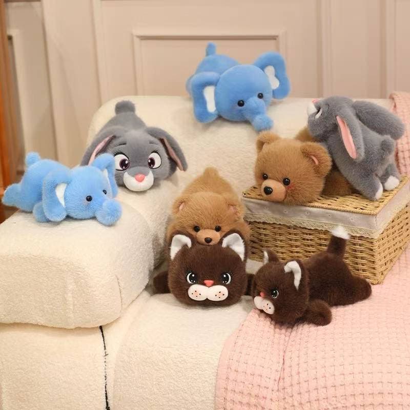 Mais Recente Coelho Deitado Panda Vermelho Bebê Elefante Boneca Kawaii Pelúcia Brinquedo Dos Desenhos Animados Anime Bon