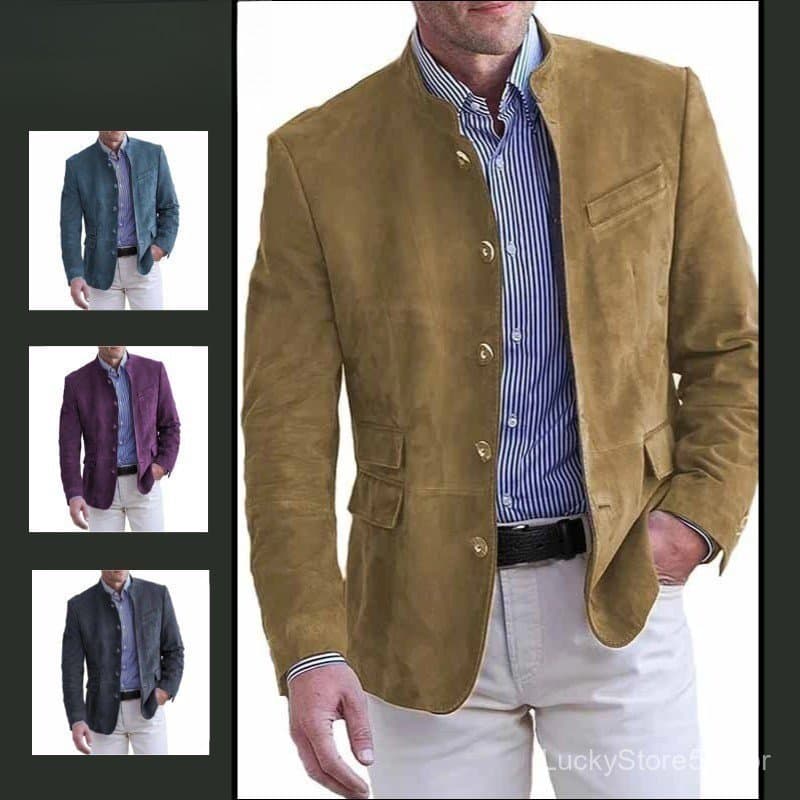 Jaqueta Casual de Camurça para Homens, Outono e Inverno, Jaqueta Simples para Negócios Diários ADOK