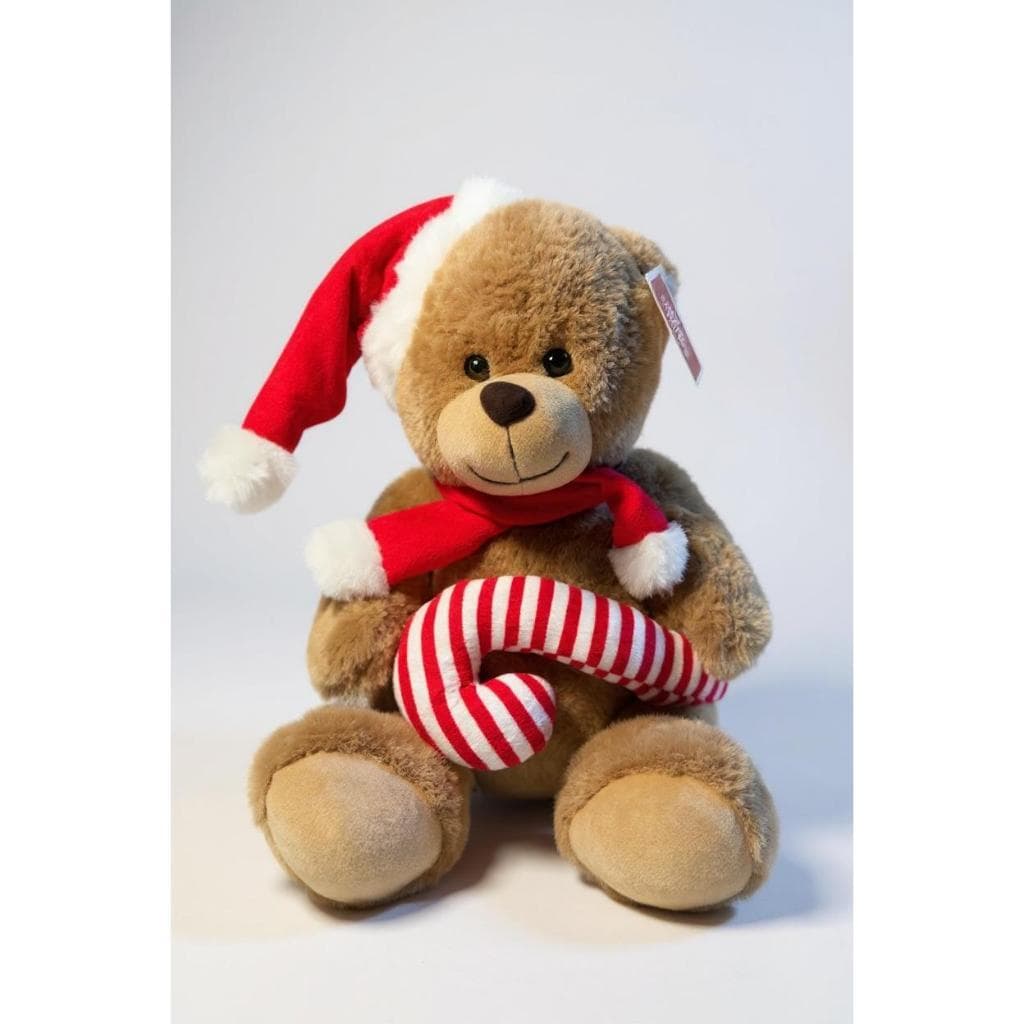 Urso De Pelúcia Natalino 20cm/ 25cm Sentado para presente lembrança enfeite decoração Natal
