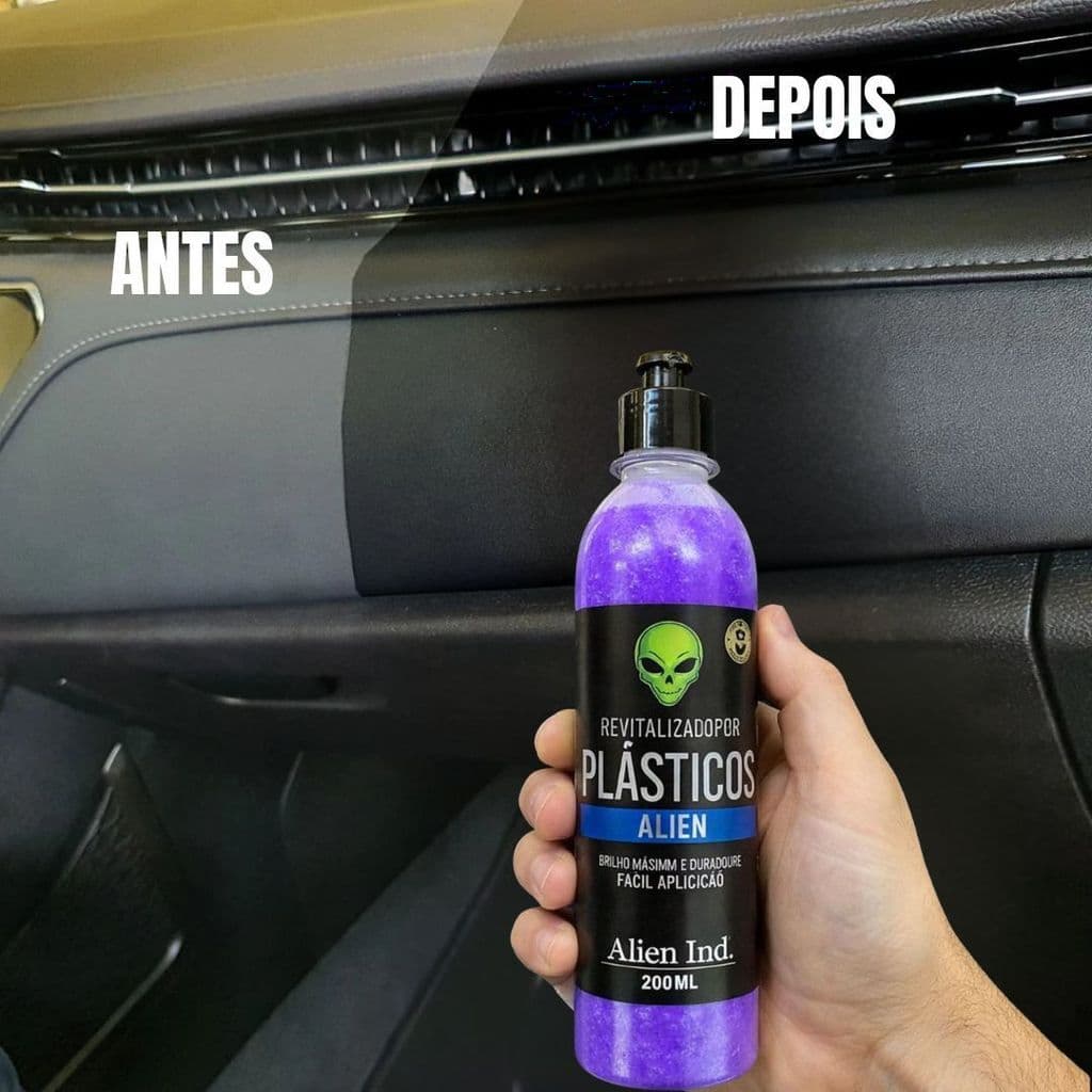Revitalizador De Plásticos Automotivo Cremoso Alien Ind Restaura Ressecado Toque Seco Brilho Intenso