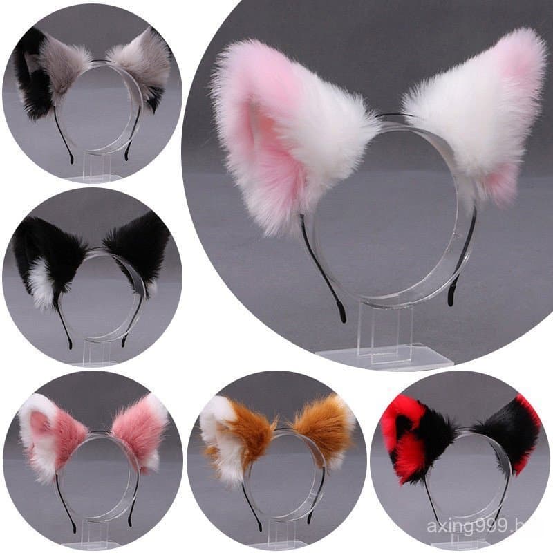 Cosplay Gato Orelhas Fita Da Orelha Anime Fantasia Dança Lobo Raposa Pelúcia Meninas Kawaii Cabelo Acessórios Presentes
