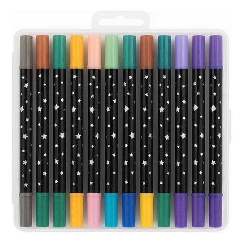 Canetas Para Colorir Com Glitter 2 Pontas Com 48 Cores