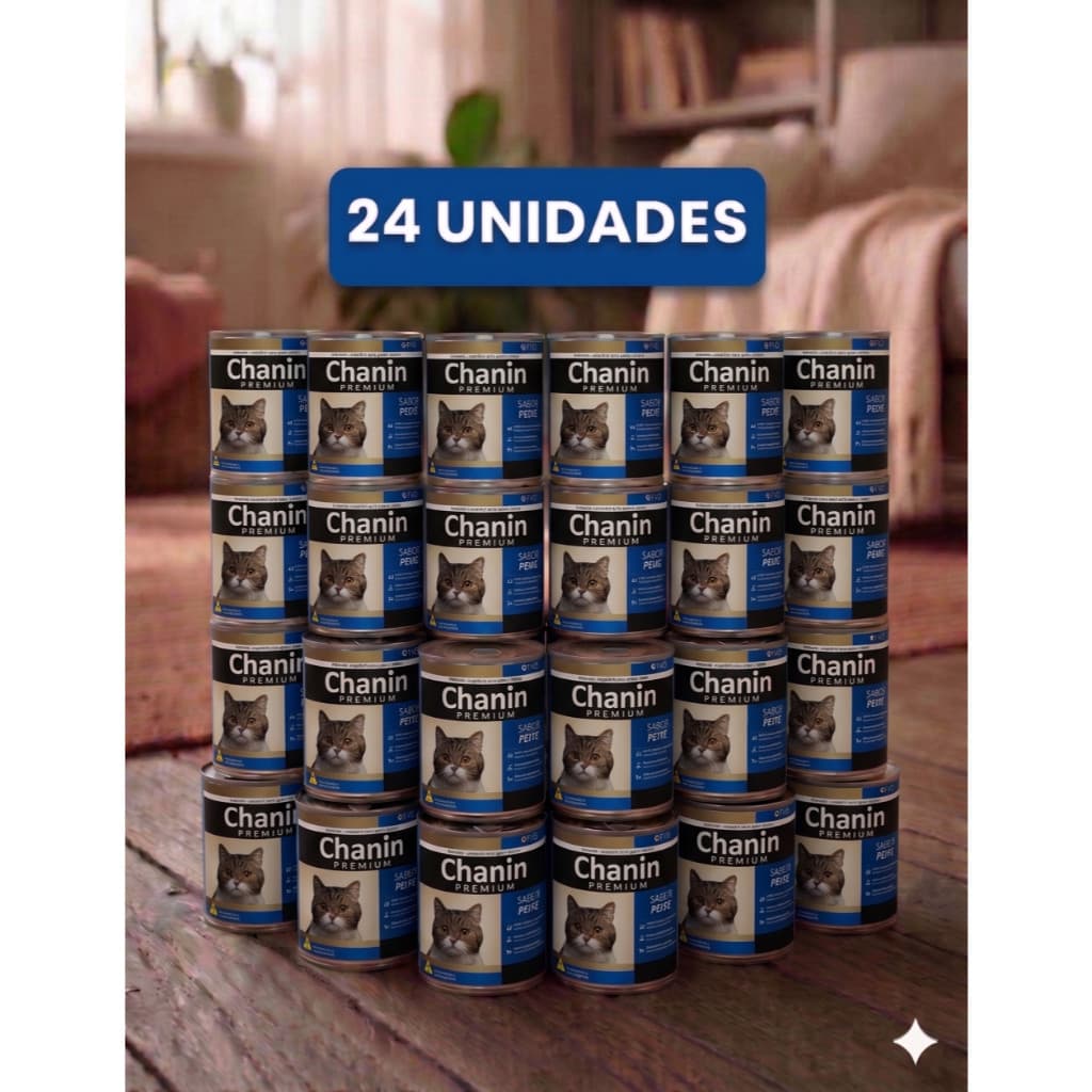 Kit Lata de patê para gatos chanin premium sabor peixe e sabor carne e frango 280g ração úmida fvo
