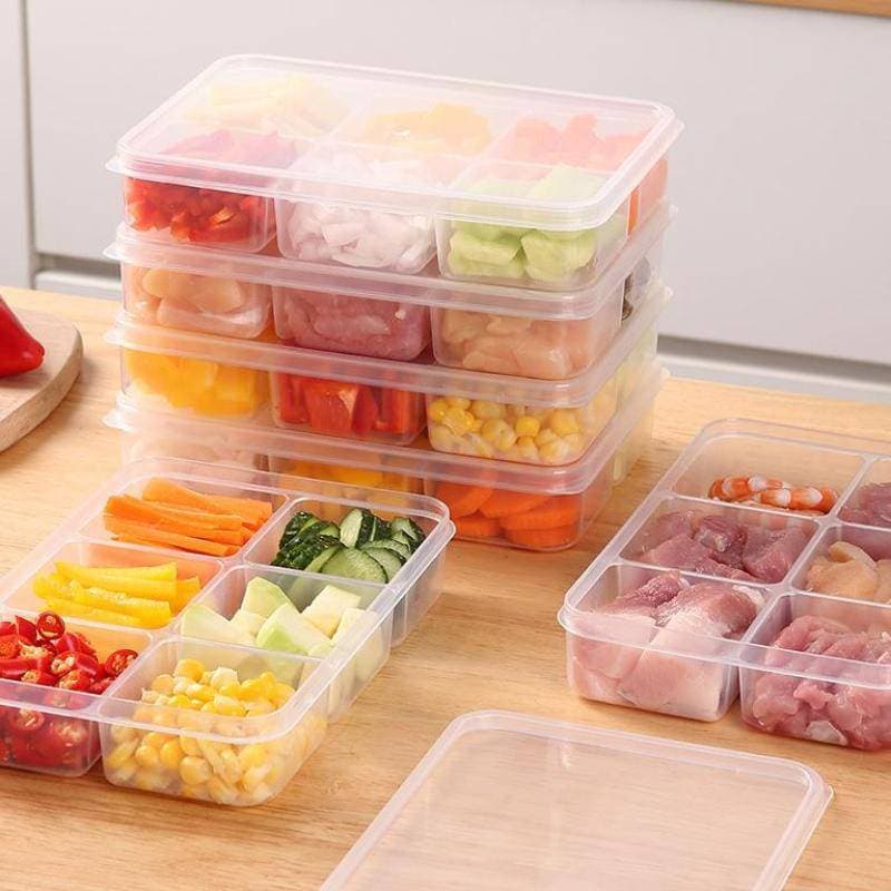 PROTE Transparente 6 Grades Caixa De Armazenamento De Geladeira Recipiente Organizador De Alimentos De Grande Capacidade