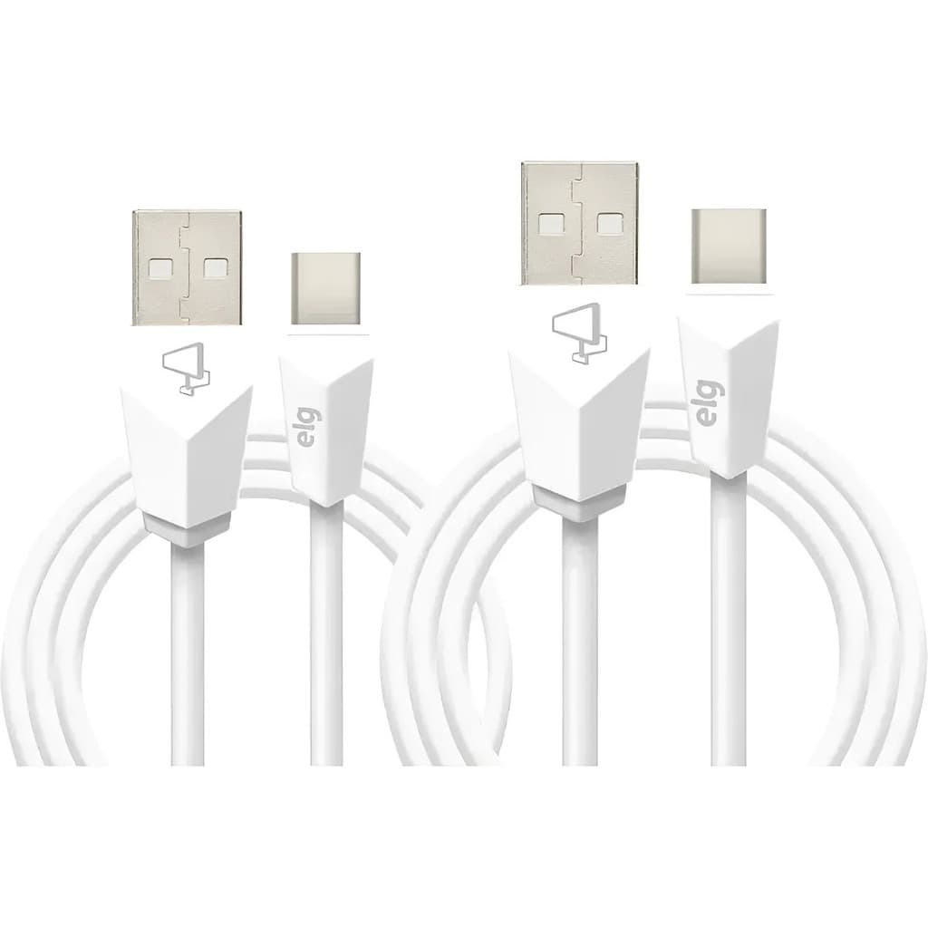 Kit 2 Cabos USB Tipo C 1mt e 2mt BRANCO  ELG - CMBC12WH