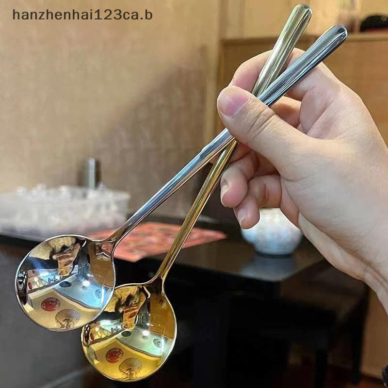 HAN 304 Colher De Fundo Plano De Aço Inoxidável Para Sopa Doméstica Comida Ocidental Chinesa Adulta Redondo N