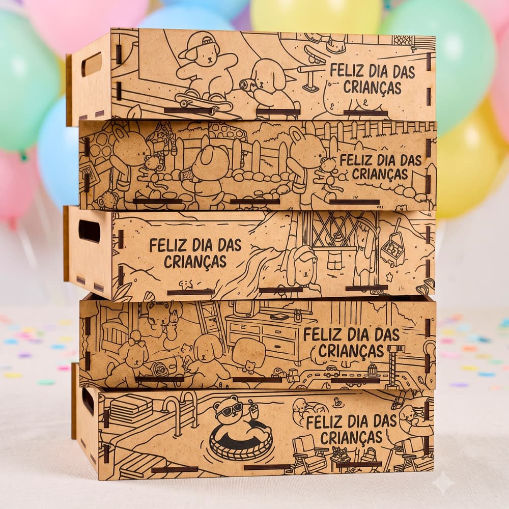 Kit 10 und Bandeja dia Das Crianças em Mdf Lembrancinha e Presente 20X15