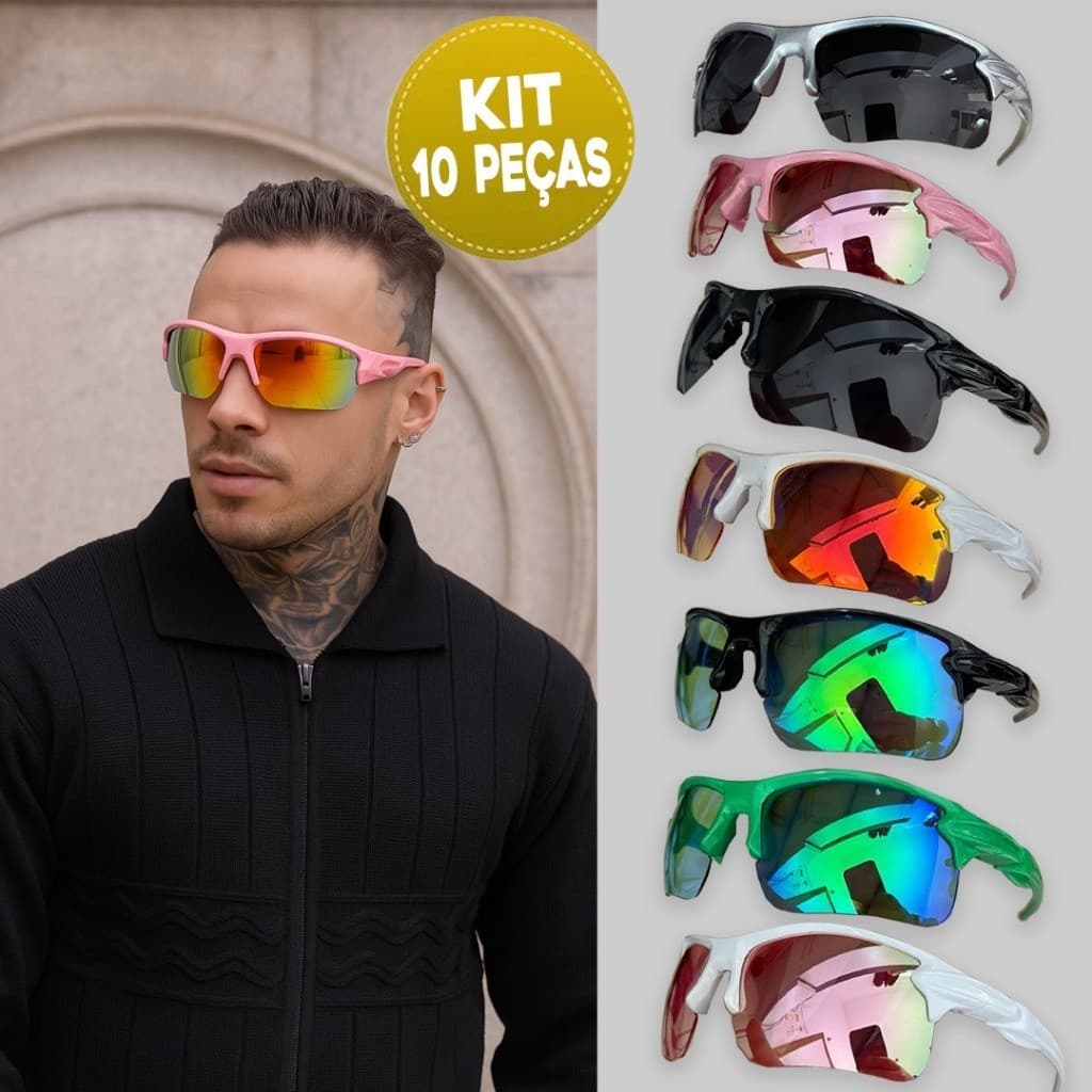 Kit 10 Óculos Flak Esportivo UV400 – cores exclusivas garanta já