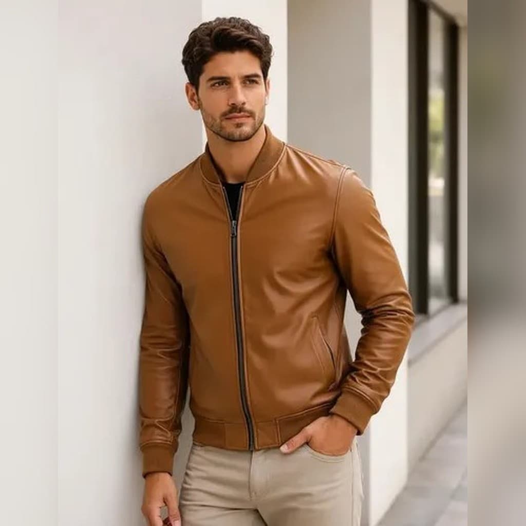 Jaqueta Casaco Masculino Couro Sintético Bomber Inverno Frio Marrom M Impermeável Térmica Zíper