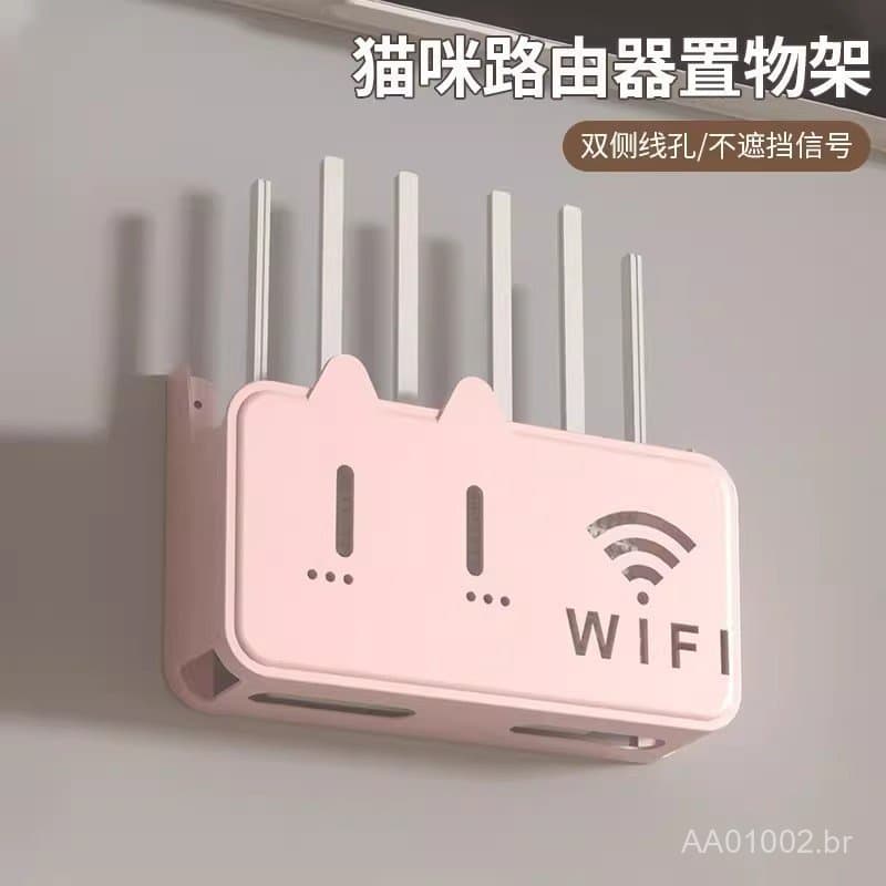 Caixa de armazenamento para roteador, suporte fixo de parede sem furos para armazenar modem WiFi e receptor de TV A60Z