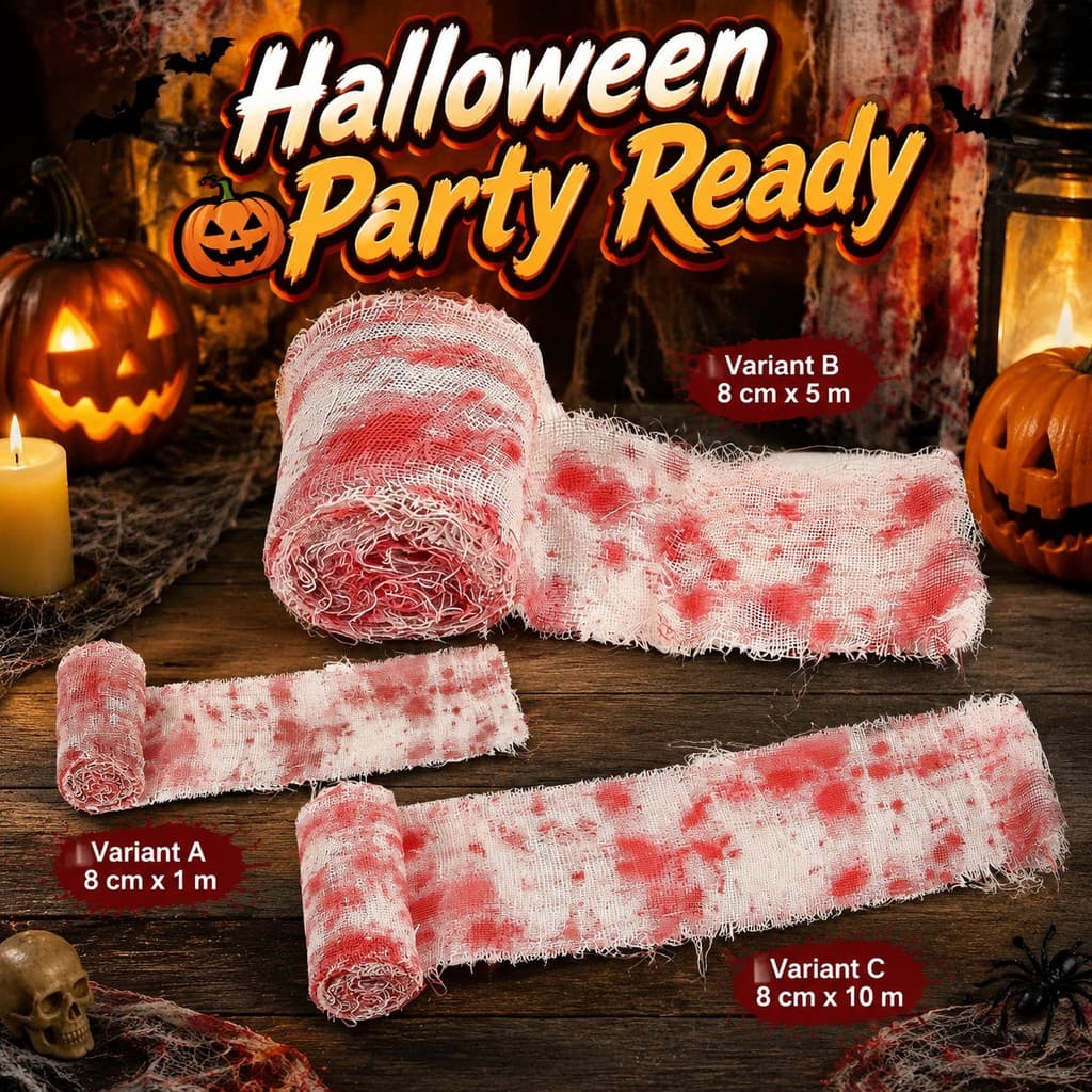 Rolo De Gaze De Tira De Pano De Sangue De Halloween Com 8 Cm De Largura Para Decoração De Cenário De Janela De Varanda ,