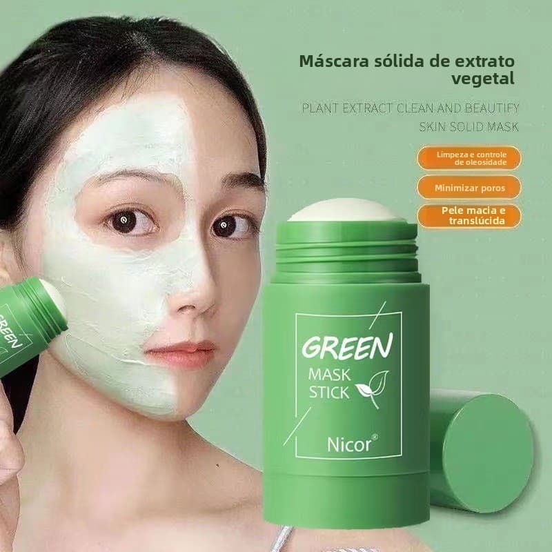 Stick de Argila Verde Nicor | Remove Cravos e Impurezas, Hidrata e Ilumina a Pele Sem Ressecar