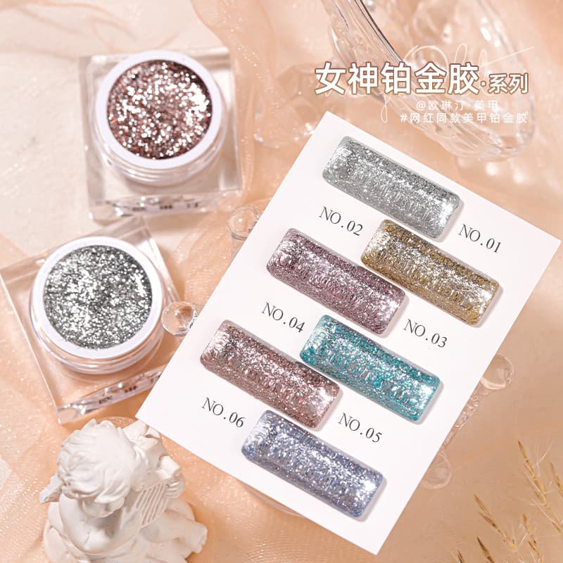 Olinting Manicure deusa platina cola pintada cola gancho borda Super brilhante influenciador mesmo estilo piscando fotot